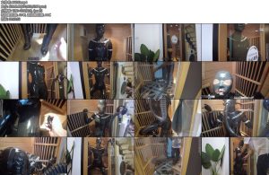 [鹿角与猫爪] 全包乳胶衣桑拿房呼控闷热play金属手脚枷桑拿房调教严丝密合乳胶衣闷热play呼控呼吸头套防毒面具呼吸袋瓶-丝依依