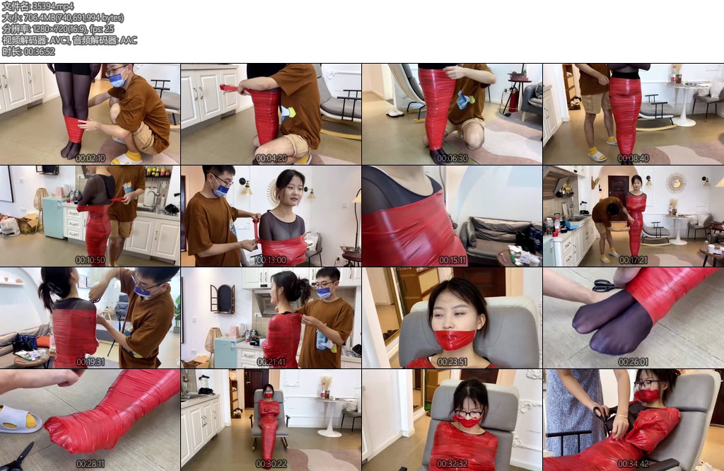 [默示录] 缚艺录小雅小雅被包的有点疲惫了穿上黑色连体丝袜来一个简单的胶带半身包-丝依依