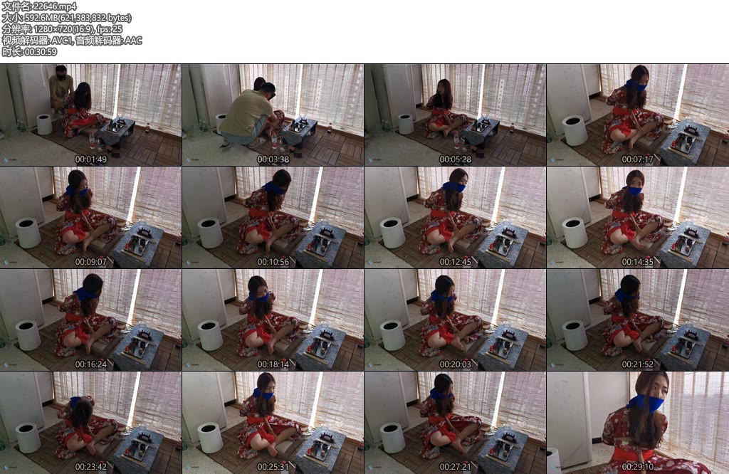 [JS原创] 曼文 日式和服盘腿捆绑+丝袜蒙嘴-丝依依