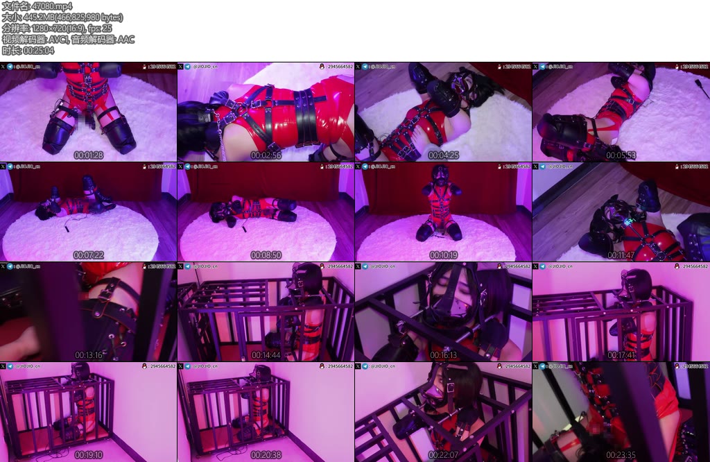 [JIOJIO原创] 红色PU漆皮紧身衣3极品肉便器变成成人形犬玩弄训练器郊狼电击片榨J喷出后关进牢笼囚禁对镜震动B强制GC-丝依依