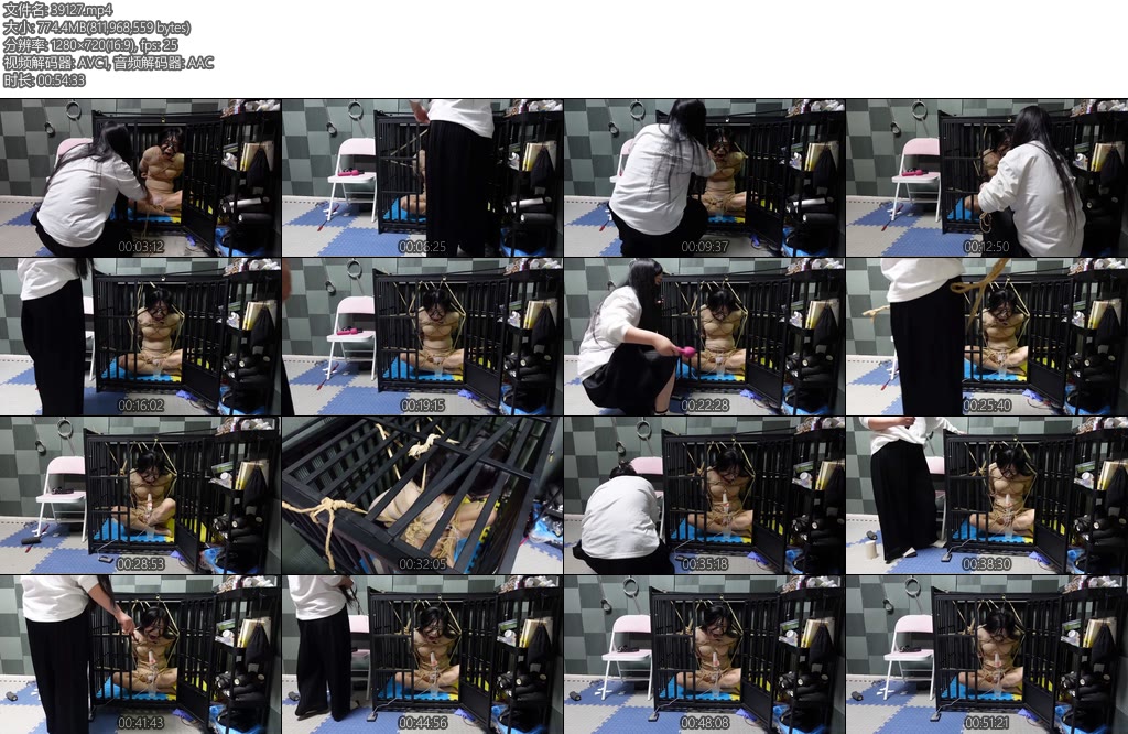 [CD伪娘] 超美伪娘绑在笼子里的玩物口水收集篇服装肉丝肤色打底衣尾巴带着尾巴绑在笼子里的玩物伪娘用绳子绑在笼子里-丝依依