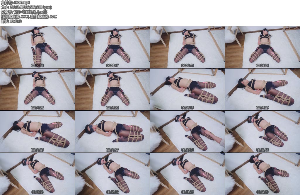 [亚洲绳艺] 冷酱黑丝内衣折腿缚捆绑调教-丝依依