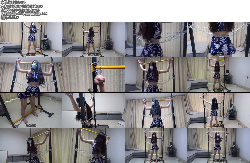 [新月原创] 荷露定拍泳装大字铁链锁裸足站立纯放置挣扎-丝依依