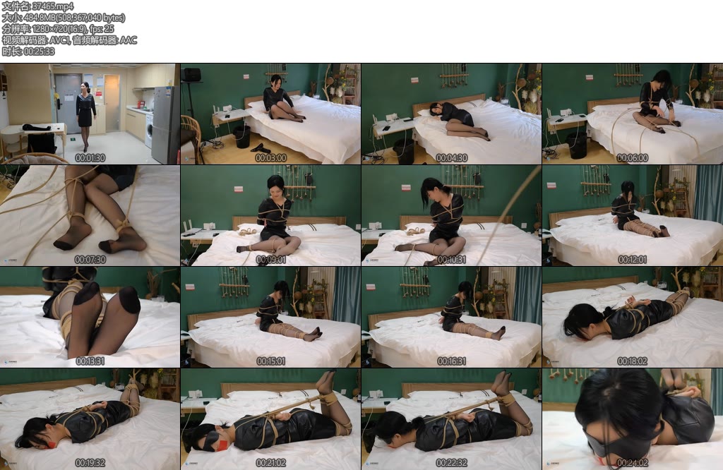 [JS原创] 梦琪神秘房间（3）女白领贪图便宜入住公寓被魔法绳子偷袭捆绑起来-丝依依