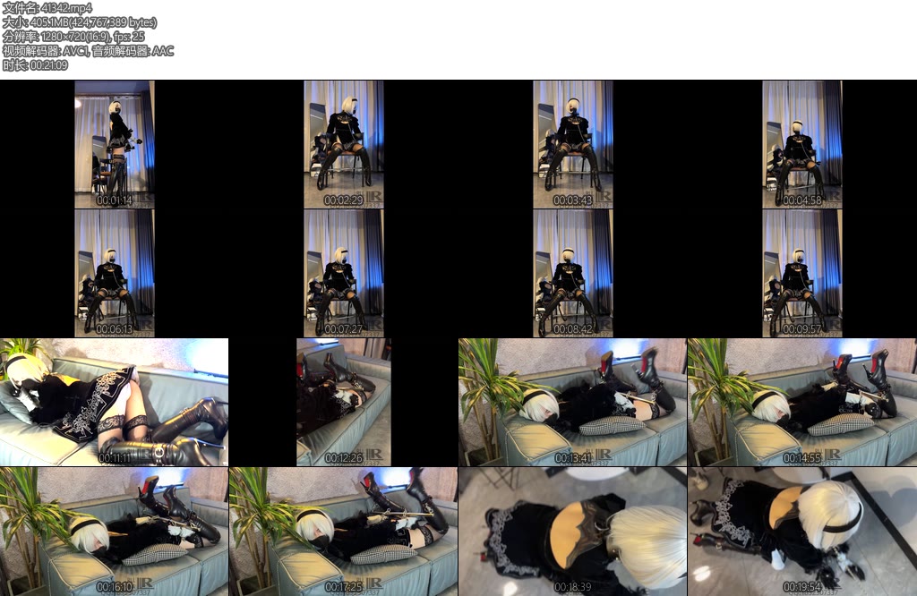 [RLL原创] 拘束档案12拘束2B长靴SP开腿手铐爬行-丝依依