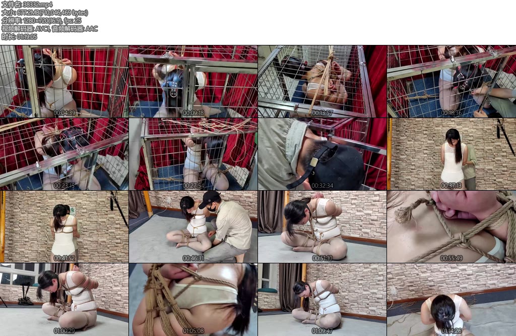 [老鬼原创] 初心制作闷热汗湿监禁折磨上集酷暑放置汗透笼中捆吊观音团缚玩具厚灰丝-丝依依