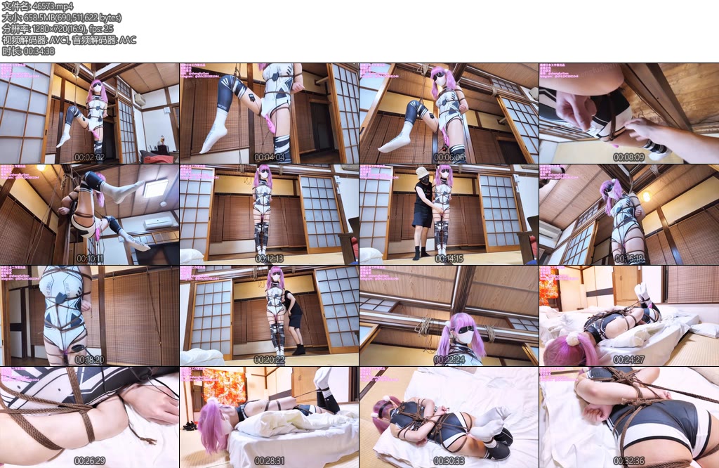 [亚洲绳艺] 绳缚日本工作室 新年第一弹双马尾机械姬m分腿吊缚强高片足强力电击震动棒驷马sptk呼吸抑制-丝依依