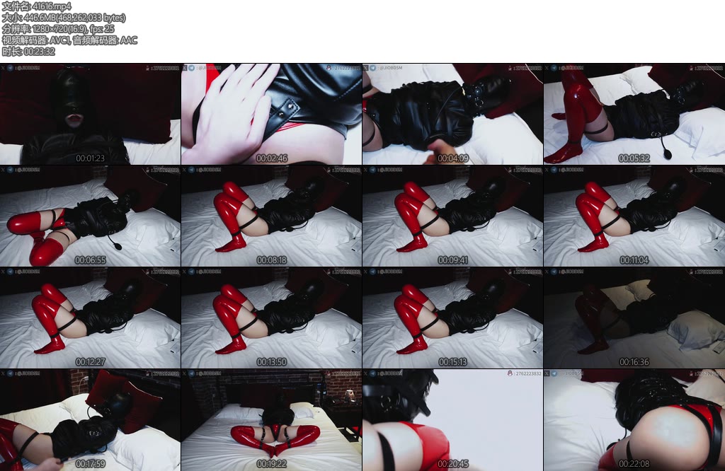 [JIOJIO原创] 13PU红皮衣拘束衣M腿放置皮革头套假阳充气口塞震动强高-丝依依