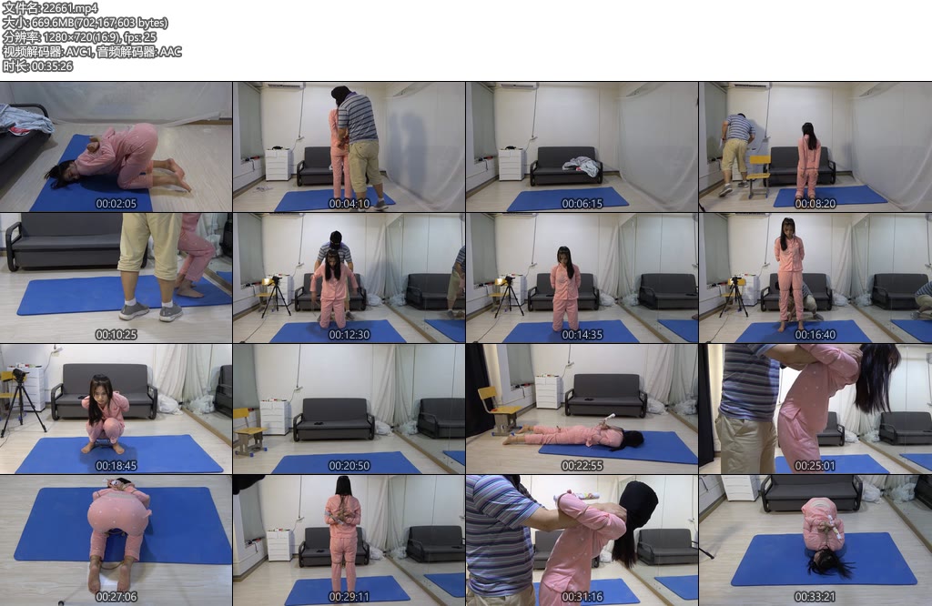 [美束映画] 长腿美女荣荣身穿睡衣，化身为女犯。抓捕，反扭，手铐，扎带，光脚，捆绑，押解，枪毙等元素-丝依依