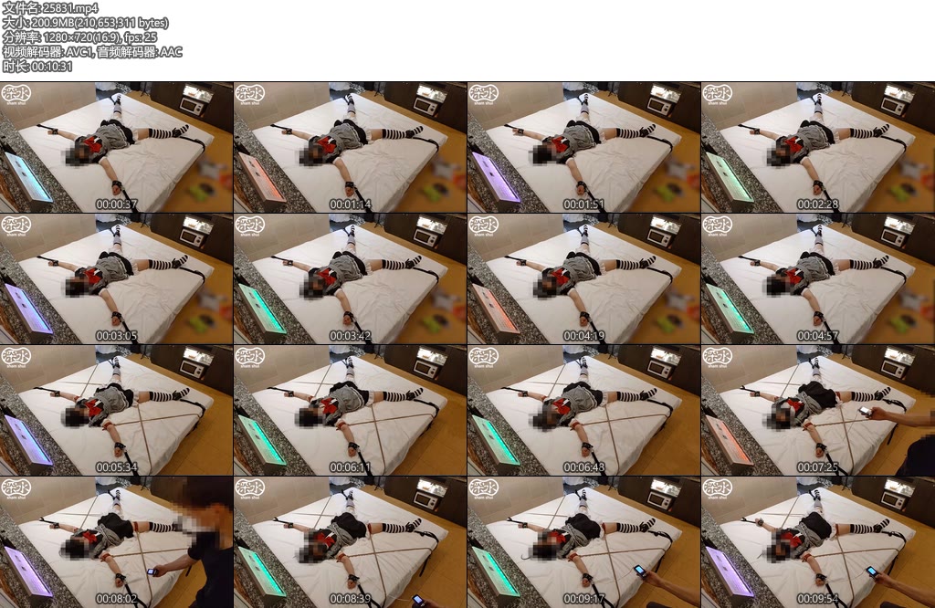 [亚洲绳艺] メイド女子が大の字拘束されて厳しい電流のお仕置きをされる-丝依依