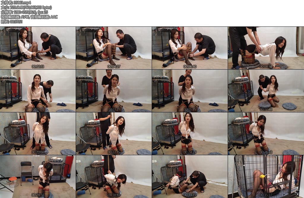 [随心原创] 陈雨溪膝盖跪地的秘书关笼子-丝依依