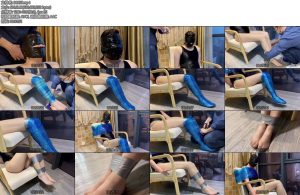 [默示录] 缚艺录小琪灯光下的灰丝与黑色胶带缠绕-丝依依