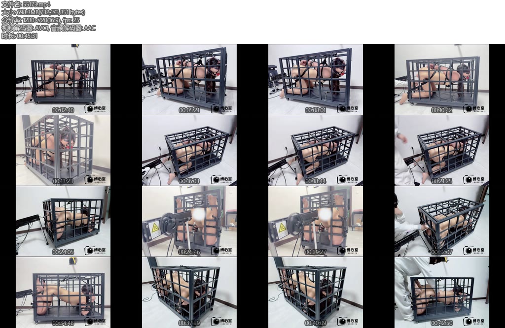 [缚心室] 大胸小美女体验笼中缚后手直臂吊于笼中强制固定完全无法挣扎肛钩拉紧强制抬头炮机AV棒刺激下不停高潮-丝依依