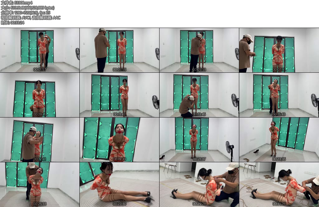 [冰悦原创] 纯欲连衣裙后高手紧缚抬头弯腰大号口球押着行走大汗淋漓-丝依依