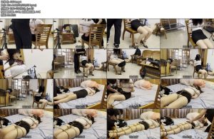 [缚予原创] 股绳拉扯摩擦大劫难职员小可下班回家发现家里有不明人员被对方控制住后绑在椅子上肉丝口枷-丝依依