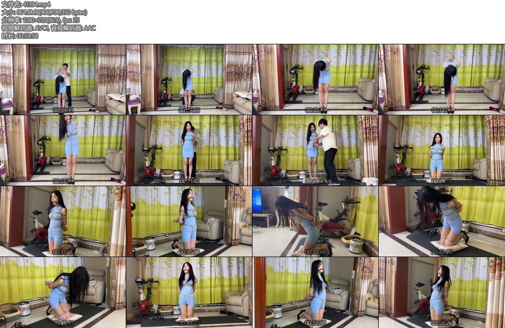 [贝特原创] 果子紧缚体验直臂后手吊跪缚口球放置-丝依依