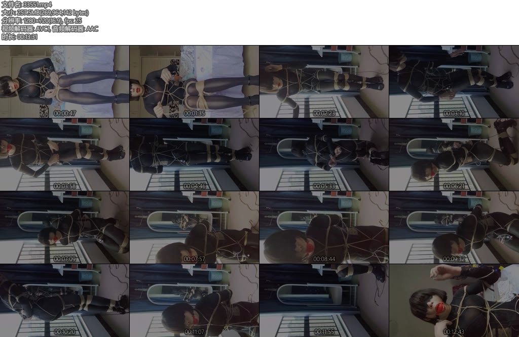 [亚洲绳艺] 伪娘束腰连体衣黑丝后手缚-丝依依