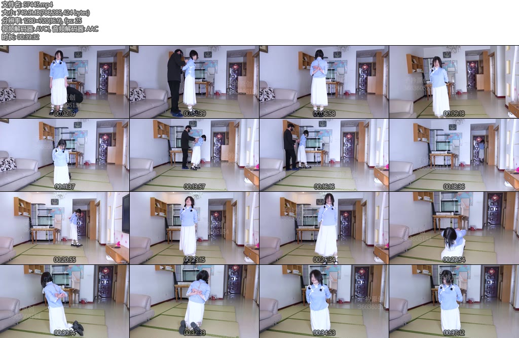 [子衿原创] 青青五四学生装单股细绳勒颈五花押解跳舞跪姿挣扎访谈-丝依依