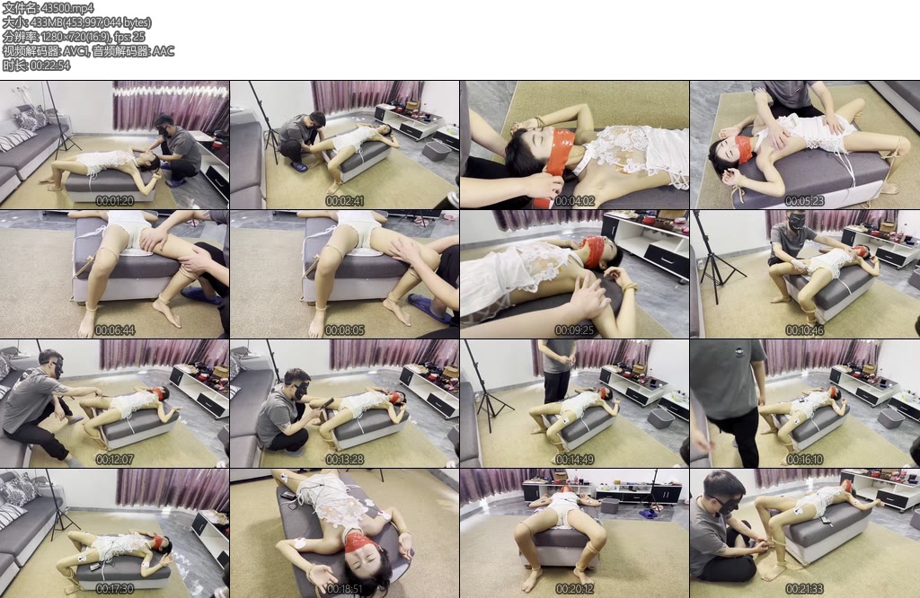 [延江艺束] 模特主动要求体验的捆绑四肢禁锢捆绑沙发上胶带缠嘴长时间挠脚心到流眼泪鞭打电击片疯狂扣档手动和大棒交替强制GCQG-丝依依