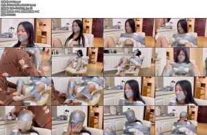 [默示录] 缚艺录小沐美国灰色胶带的捆绑与丝袜套头-丝依依