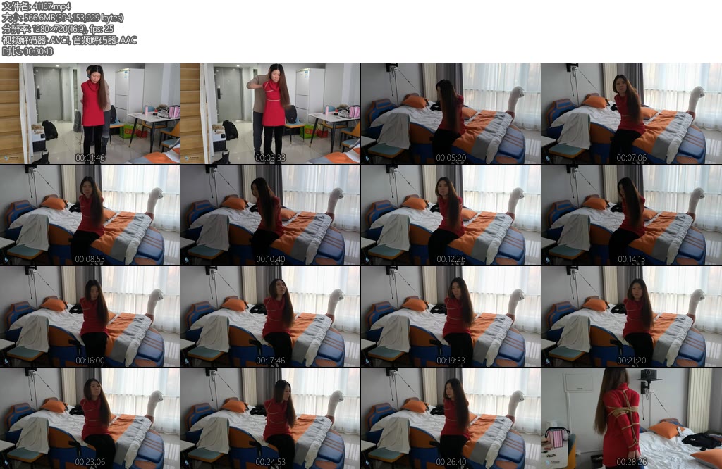 [JS原创] 流星客红衣女子的欧式直臂捆绑放置体验-丝依依