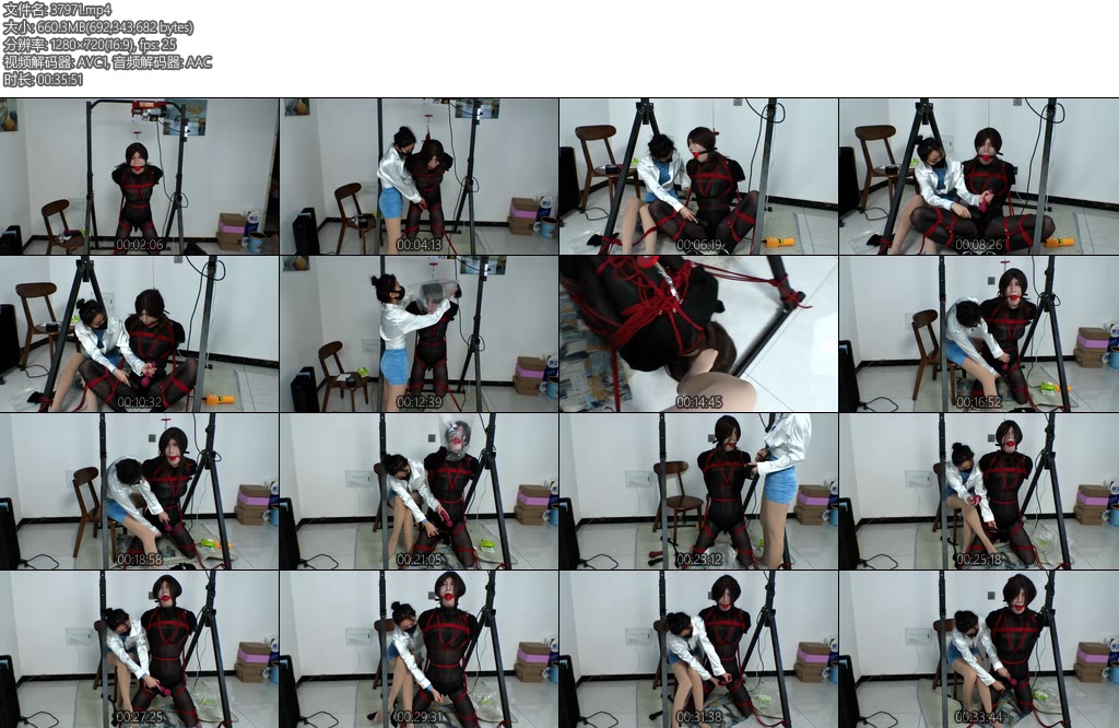 [真女与伪娘] 墨月与安安5.5厘米口球口水连身油亮黑丝紧缚固定悬吊榨汁ZHIXI如此大的口球真的想哭-丝依依