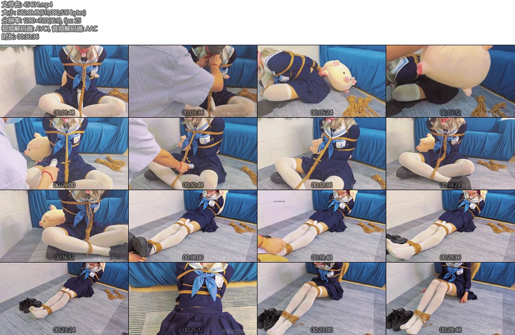 [乐鱼原创] 震动享受堵嘴放置直臂捆绑水手服CD挠痒抽打-丝依依