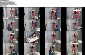 [飞天原创] 艺涵欧式拘束架禁锢，多重玩具，高强PJ的冲击GC失禁,瘫焕在拘束架上-丝依依