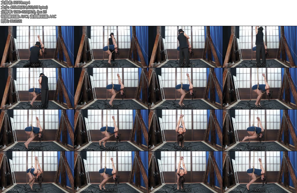 [试炼原创] 小欣蓝裙肉丝弯腰反手吊踮脚放置痛苦姿势-丝依依