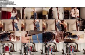 [路由原创] 花式股绳罚站（下）被捆成肉粽的小姐姐现在站在木块上不能移动半步股绳还被紧紧向上拉起身体大部分重量落在了股绳上-丝依依