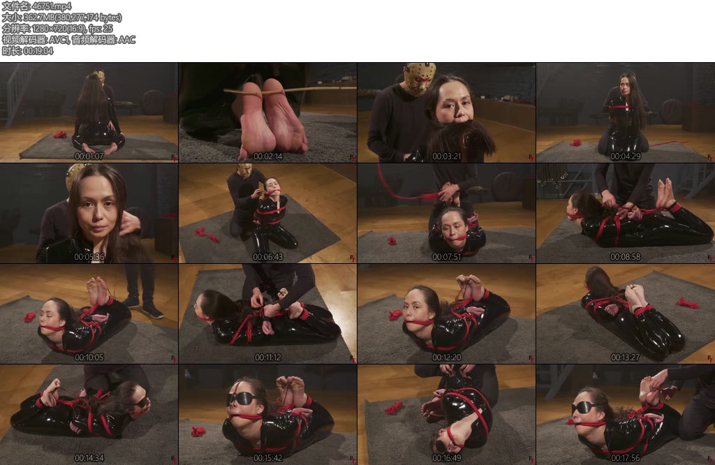 [欧美绳艺] Minseo in a Catsuit First Bondage Experience Part 1 HogtieBoxTieBlindfoldNose Hook-丝依依