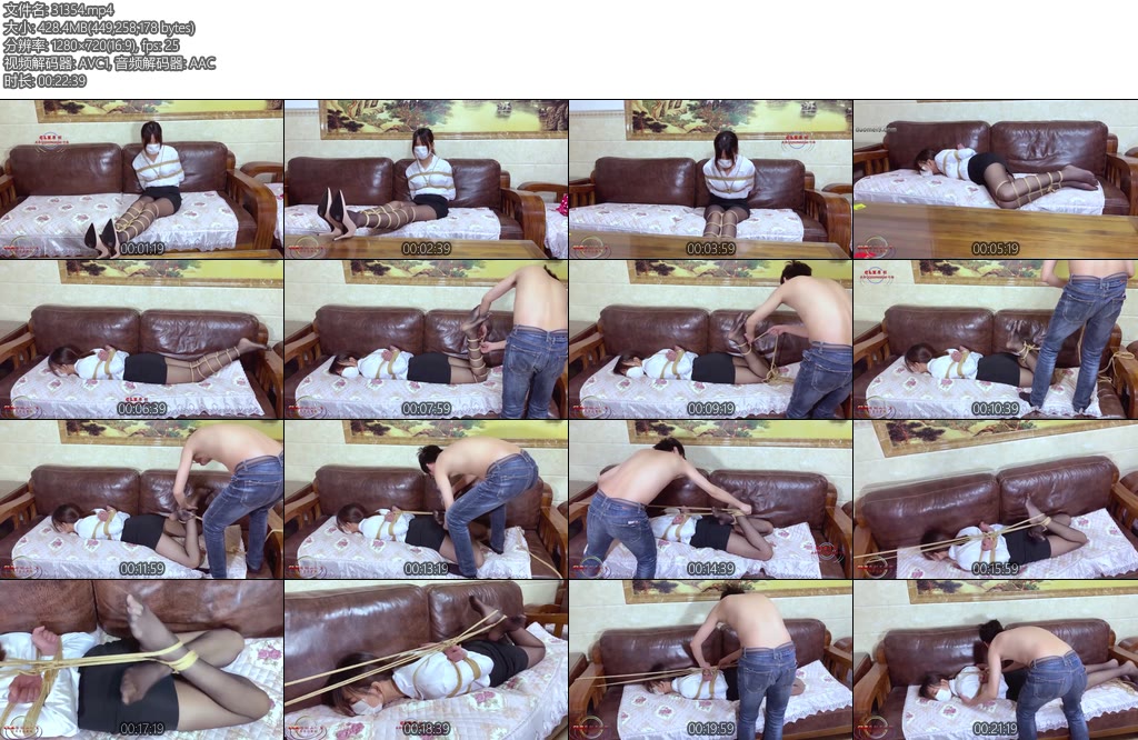 [亚洲绳艺] 大长腿 黑丝驷马放置挣扎 很紧的日式后手-丝依依