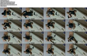 [亚洲绳艺] 黑色乳胶人脸头套肉丝头套蓝色连衣裙胸部按摩器热缩呼吸-丝依依