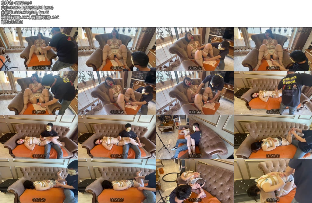 [延江艺束] 原创素人新模特依晨初体验身体反应特别敏感大号口球堵嘴分腿固定在沙发上震动B强高GC全方位角度带你体验素人的魅力-丝依依