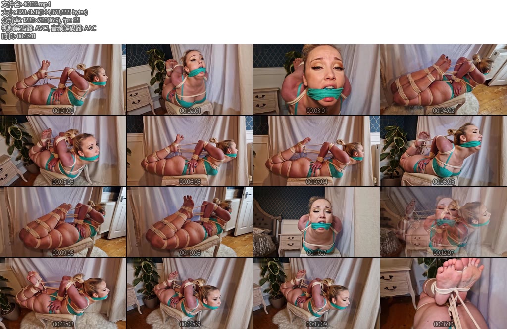 [欧美绳艺] TIGHT CHICKEN WING HOGTIE IN TEAL-丝依依