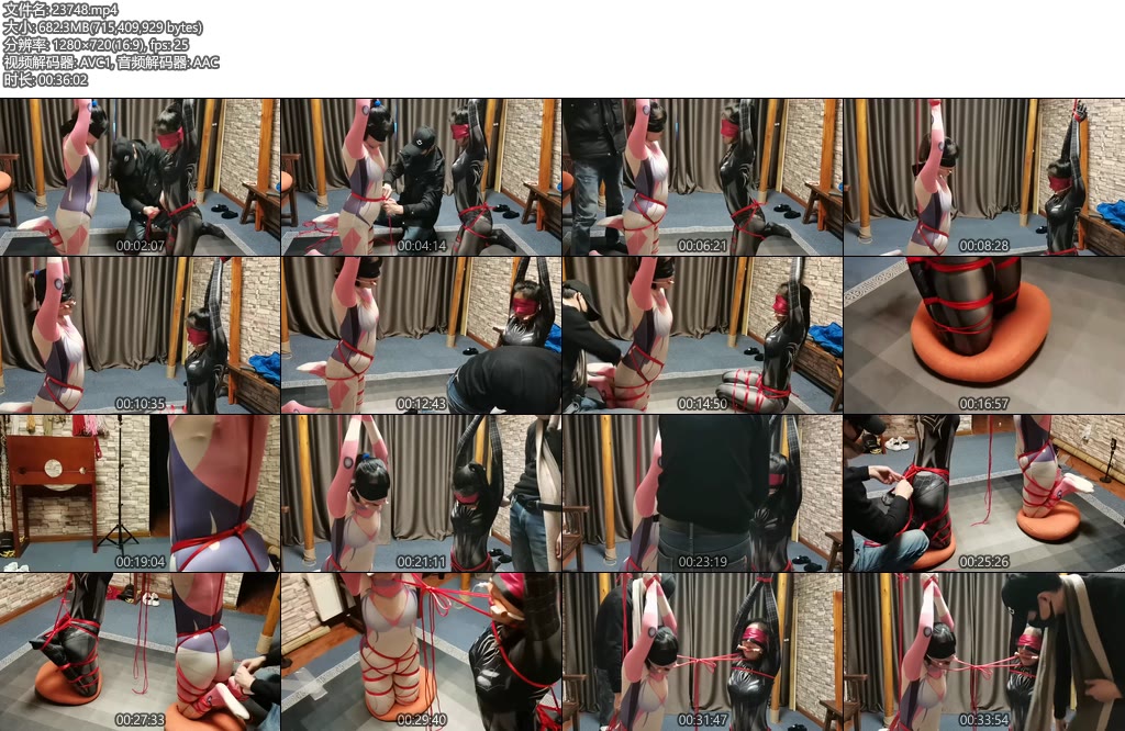 [一绳所爱] Cosplay装两个女侠跪在地上.双手吊在房顶受辱-丝依依