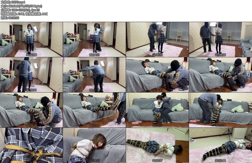 [贝特原创] 全身紧缚捆绑模特小艺气质极佳的美女韧性也很好JK制服加马油黑丝袜全身直臂紧缚捆绑口球堵嘴挣扎-丝依依