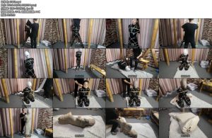 [随心原创] 雅思胶衣女贼调叫多层包裹绷带蒙头丝袜堵嘴装麻袋-丝依依