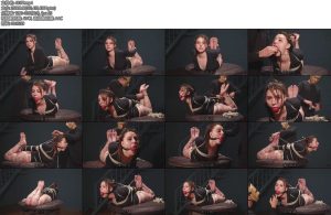 [欧美绳艺] Liza Lush Adorable Barefoot Cutie in a Tight Hogtie with a Large BallGag-丝依依