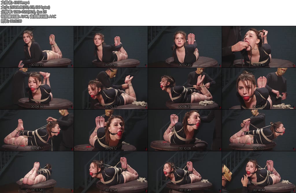 [欧美绳艺] Liza Lush Adorable Barefoot Cutie in a Tight Hogtie with a Large BallGag-丝依依