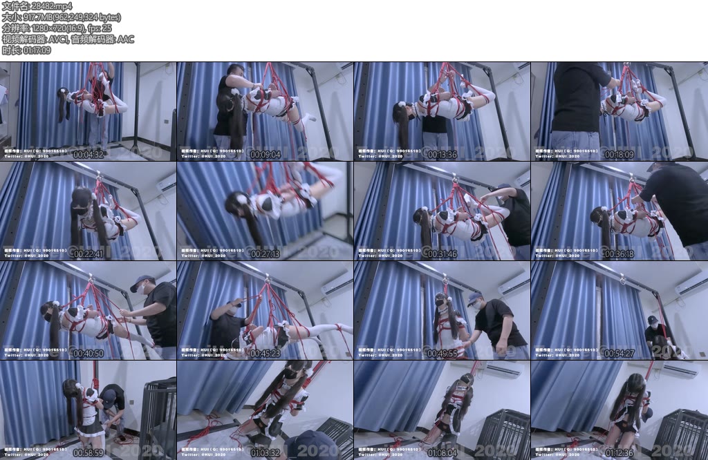 [HUI原创] 潼潼被高高吊起藤条抽打任人摆布最后跪姿强制GC-丝依依