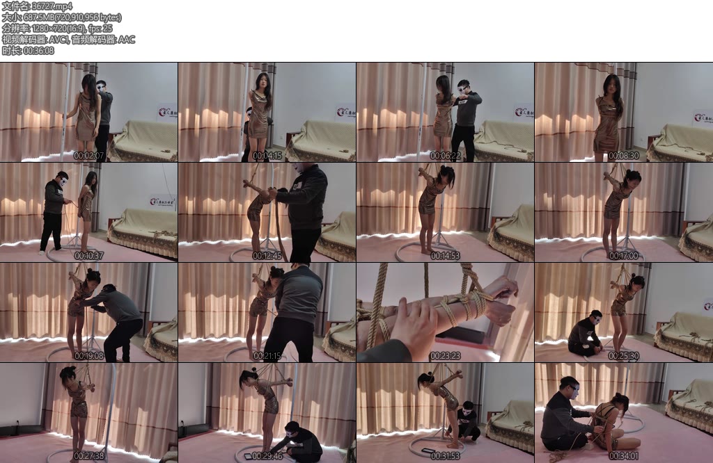 [素人原创] 小姐姐挑战欧式直臂股绳吊绑极限脚尖着地放置全过程勒紧头发嘴巴超级难受坚持到快哭了才解开受力点股绳一根绳-丝依依