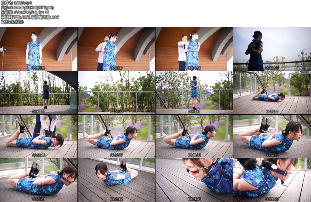 [锐度主张] 嫣儿 户外蓝花旗袍抹肩勒胸五花驷马口枷放置-丝依依