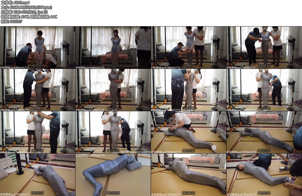 [新月原创] 玉箫原创琳媚定拍舞蹈白丝美少女保鲜膜胶带全包木乃伊难度升级毛巾堵嘴蒙眼丝袜套头第四部-丝依依