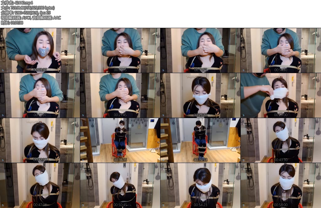 [JS原创] 紧缚封堵4丝袜堵嘴胶带口罩美女绷带呼吸限制-丝依依