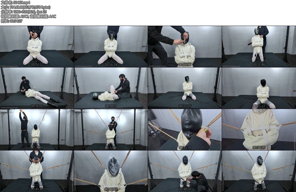 [鹿角与猫爪] 一只没有反抗能力的玩物医用帆布拘束衣束缚双手芭蕾高跟鞋限制站立能力戴上乳胶头套胶带折腿缠绕内置充气塞最后再佩戴xx训练器-丝依依