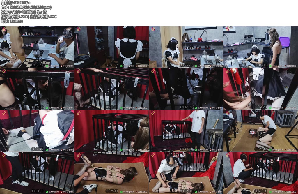 [魔束原创] 纯真樱鑫双伪娘演绎应聘风波双人绑笼子拘束-丝依依