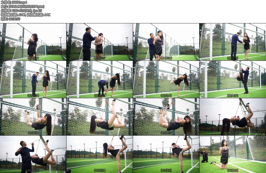 [锐度主张] 嫣儿 吊带深V连衣裙被日式后手缚双腿吊绑在足球场-丝依依