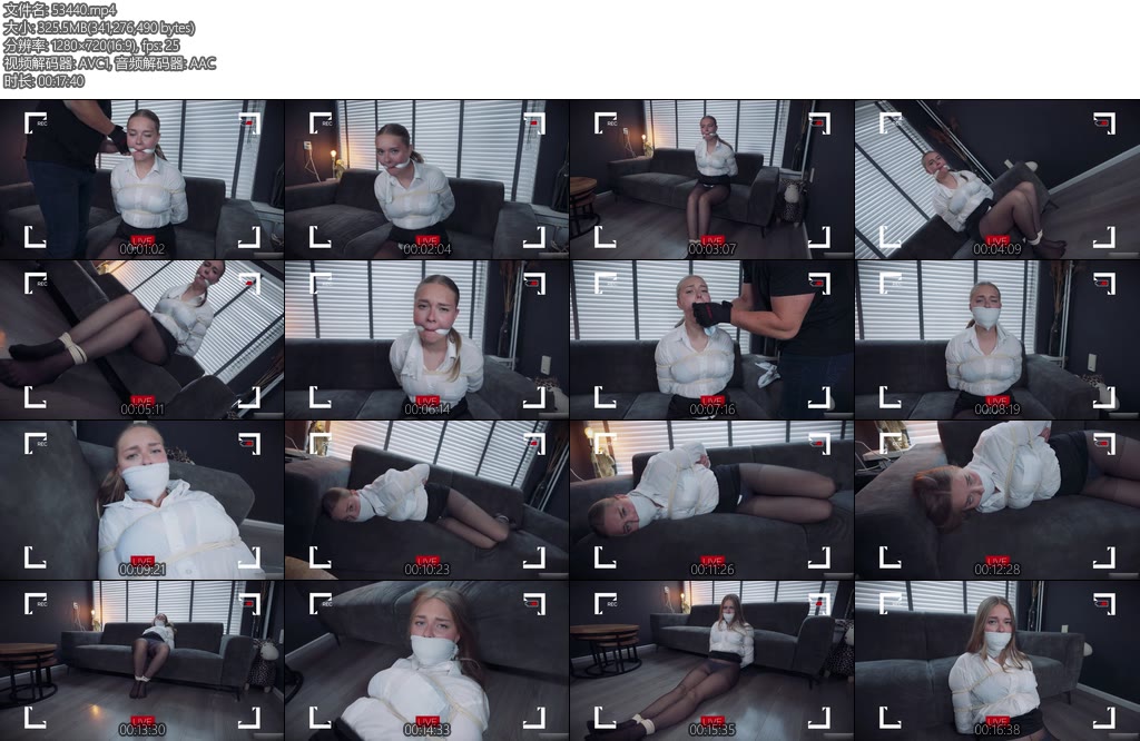 [欧美绳艺] Denise Bored Bound by Her Stepbrother Cleave Gagged Hogtied Helpless in Clear Tape-丝依依