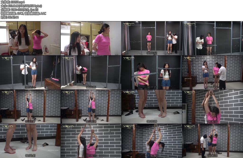 [一绳有你] 报复囚禁的女孩 清纯漂亮女孩小静小雅家中遭蒙面持枪大汉绑票报复紧缚五花囚禁到金属架吊绑双手昏死-丝依依